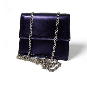 L'intervalle leather metalic purple Micro crossbody bag
